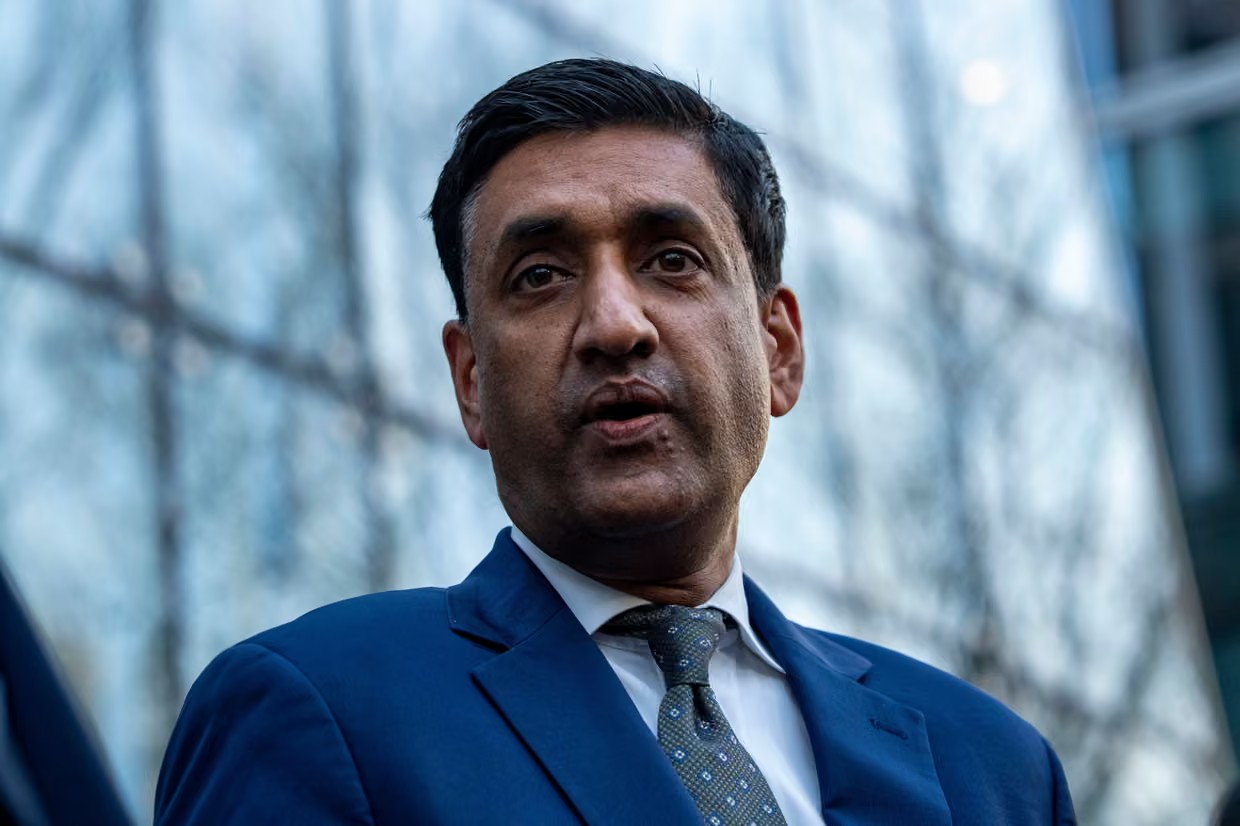 Ro Khanna speak to reporters outside the Department of Justice offices in Washington DC on9 February 2026. Photograph: Bonnie Cash/UPI/Shutterstock