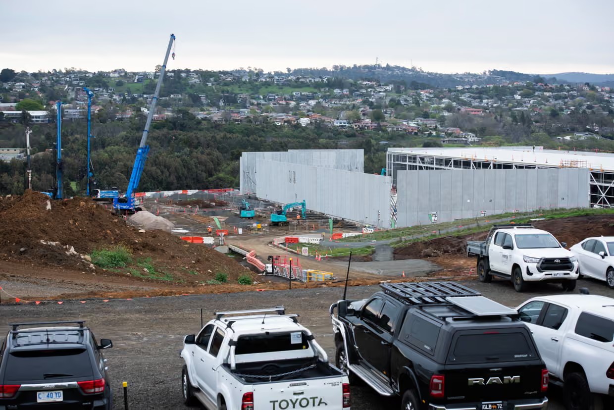 The $2.1bn Firmus AI datacentre being built at St Leonards in Launceston. Photograph: Sarah Rhodes/The Guardian