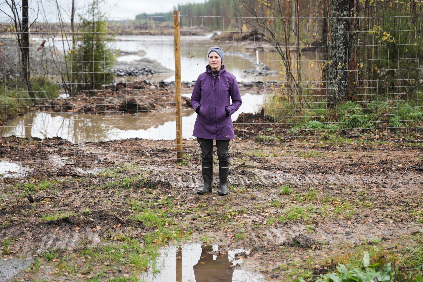 Hanna Halmeenpää, chair of the board of the Finnish Association for Nature Conservation, near the site where Google’s new datacentre is to be built in Muhos. Photograph: Alessandro Rampazzo/AFP/Getty Images