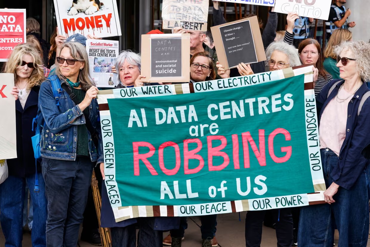 The protest outside Holyrood. Photograph: Murdo MacLeod/The Guardian