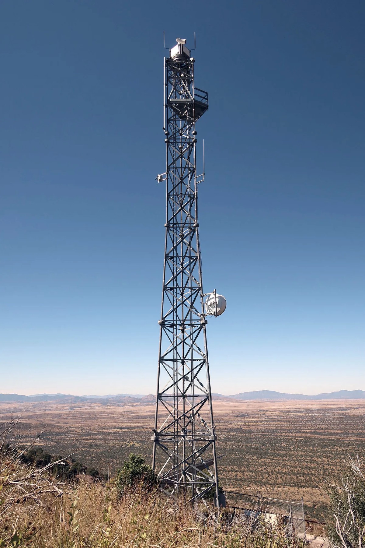 An integrated fixed tower (IFT) on Coronado Peak in Cochise County, Arizona.