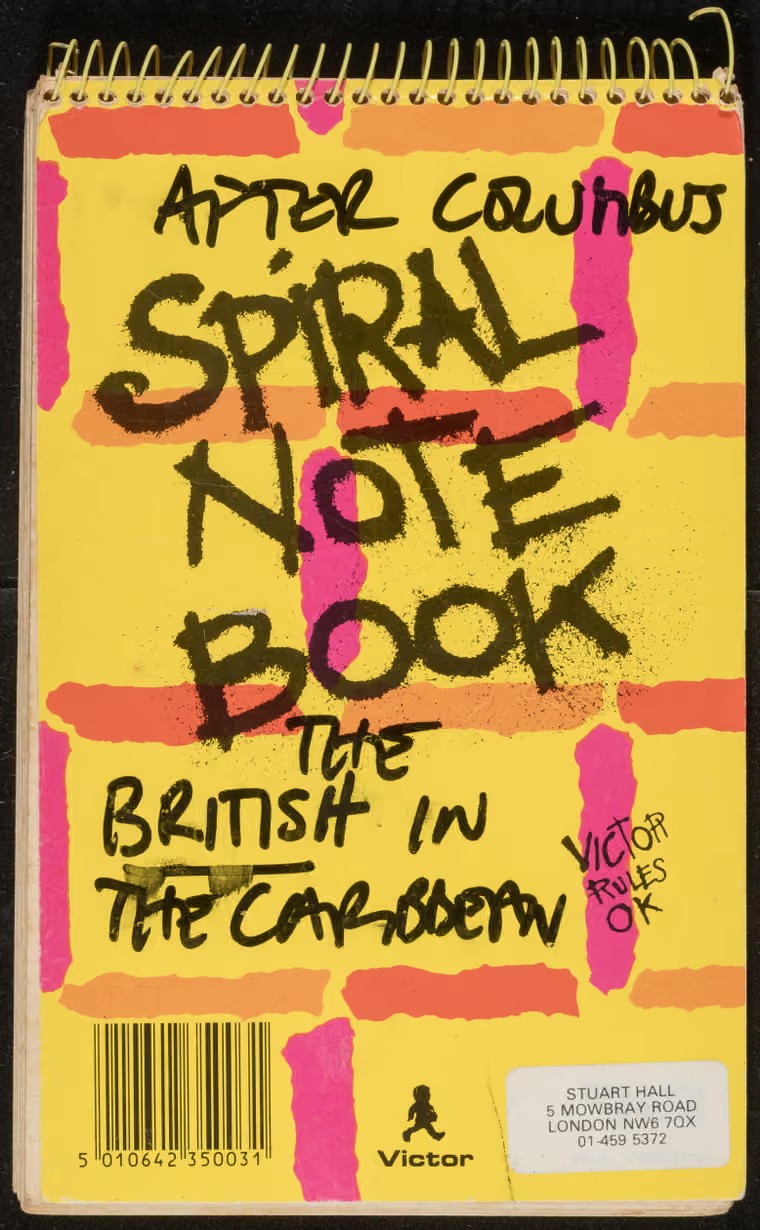 Notebook with handwritten title ‘After Columbus’. Photograph: University of Birmingham