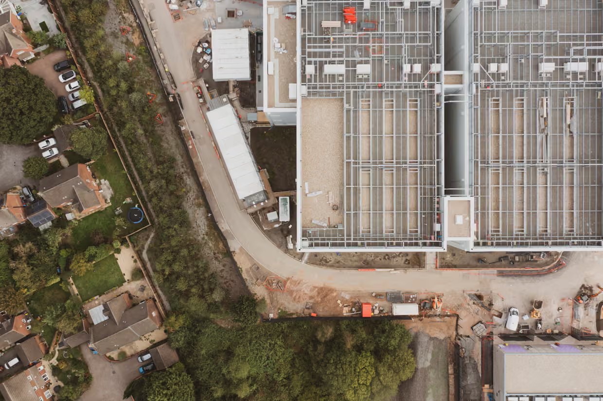 An aerial view of the datacentre in Newport …