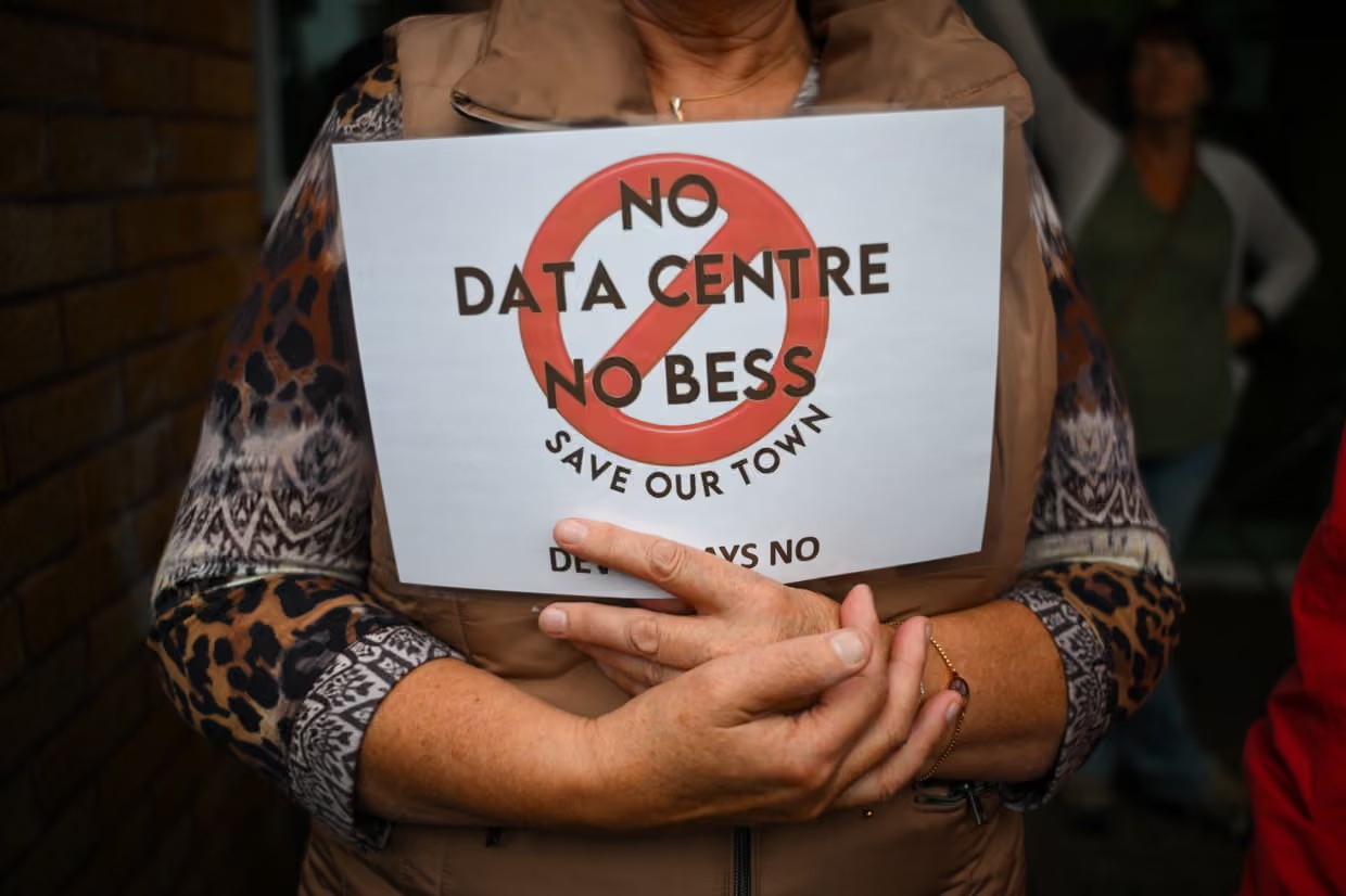 Opposition to the proposed AI datacentre has drawn thousands of people into a campaign across north Devon. Photograph: Finnbarr Webster/Getty Images