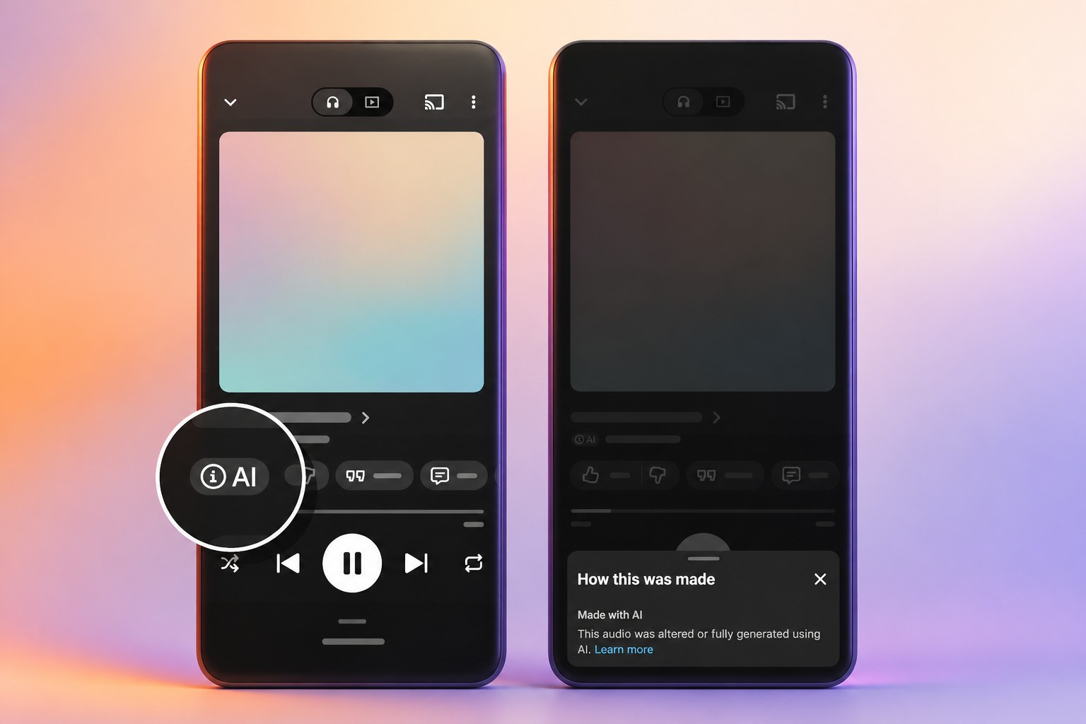 Cover: YouTube Music adds three labels for AI-generated music